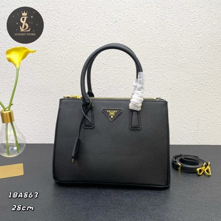 Prada Galleria Saffiano Leather Bag Medium Black 1BA863