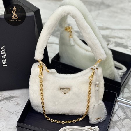 Prada Shearling Mini-Bag White 1BC204