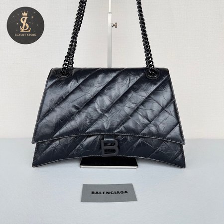 Balenciaga Crush Large Chain Bag Quilted In Black