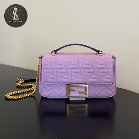 Fendi Baguette Chain Midi Lilac Nappa Leather Bag Purple 8BR793AH9CF1HO5