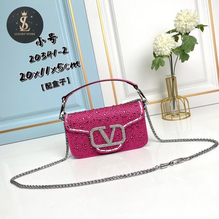 Valentino Loco Calfskin Shoulder Bag Pink