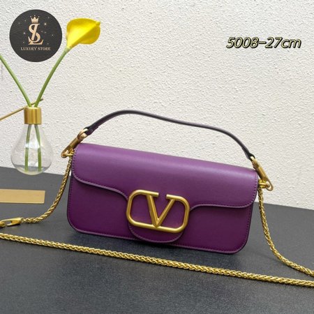 Valentino Loco Calfskin Shoulder Bag Prune WB0K30ZXL_ZA2