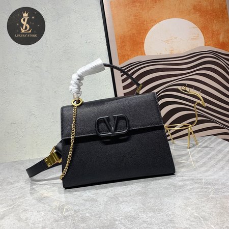 Valentino Small Vsling Grainy Calfskin Handbag Black WB0F53KGW_R82