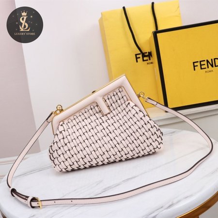 Fendi First Small Pink Braided Leather Bag