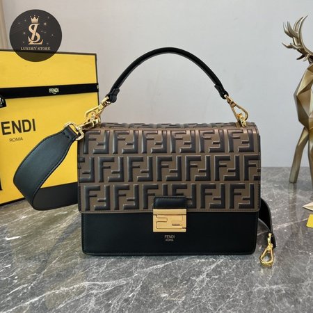 Fendi Kan I Black Leather Bag 8BT315A5TZF13WB