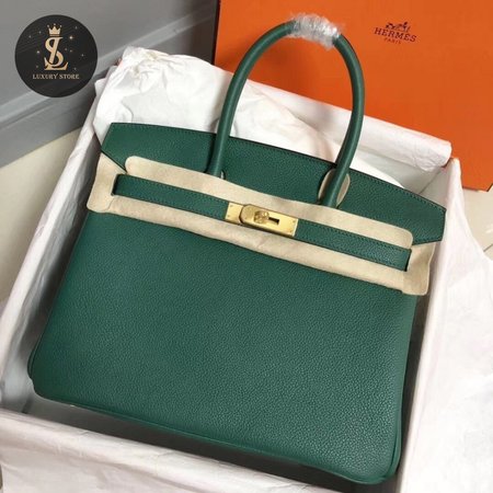 Hermes Birkin 30 Etoupe Togo Birkin Gold Taupe Bag Green