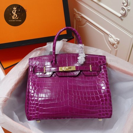 Hermes Birkin 35 Violet Porosus Birkin Bag