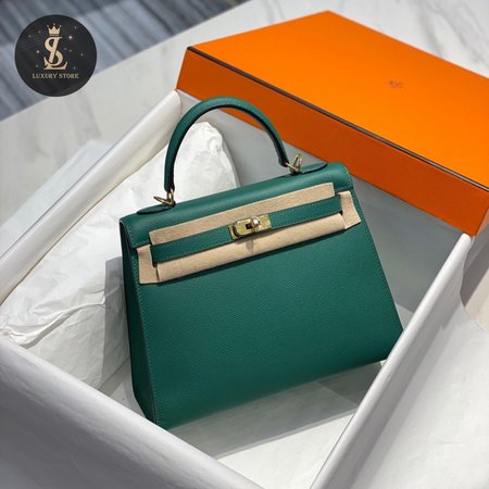 Hermes Kelly 25 Sellier Vert Vertigo Epsom Gold Hardware