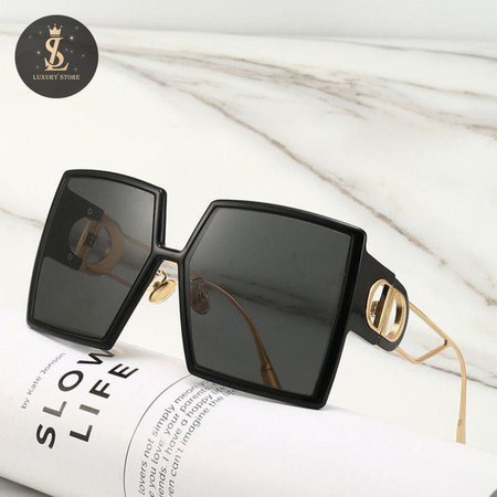 30MONTAIGNE SU Oversized Black Square Sunglasses