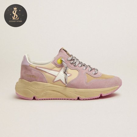 Pastel Pink Running Sole Sneakers With White Star