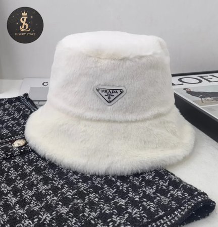 Prada Fluffy Hat White