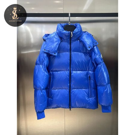 Moncler Autumn And Winter Hooded Down Jacket Blue