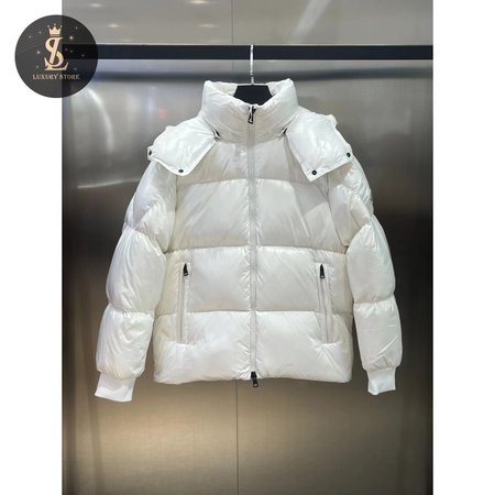 Moncler Autumn And Winter Hooded Down Jacket White