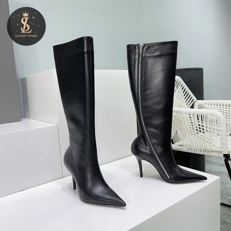 Balenciaga Autumn And Winter Pointed Toe Zipper Boots