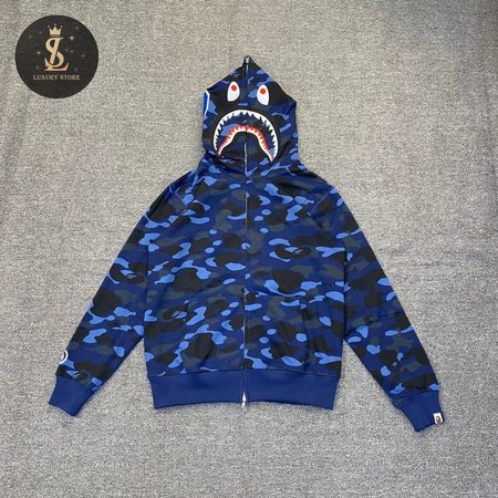 BAPE 1st Camo Jersey Shark Full Zip Hoodie S-2XL