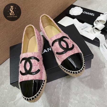 Chanel Espadrilles Cotton Tweed & Grosgrain Pink 35-40