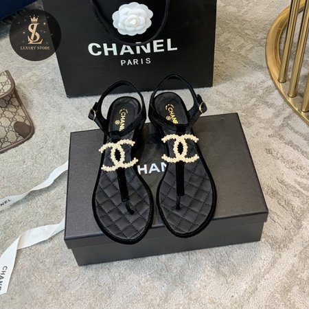 Chanel Lambskin Sandal Black Metal 35-39