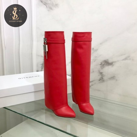 Givenchy Shark Lock Boots In Leather Red 35-39