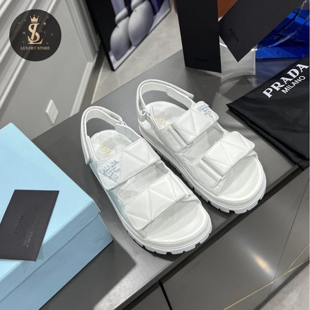 Prada Padded Nappa Leather Sandals White 35-40