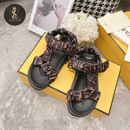 Fendi Feel Brown Satin Sandals 35-40