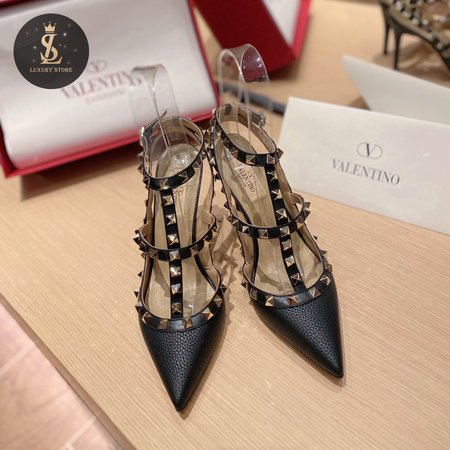 Valentino Rockstud Grainy Leather Ankle Strap Pump 100 MM 35-39