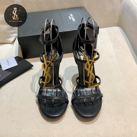 YSL Cassandra Sandals In Patent Leather With Gold-Tone Monogram 35-40