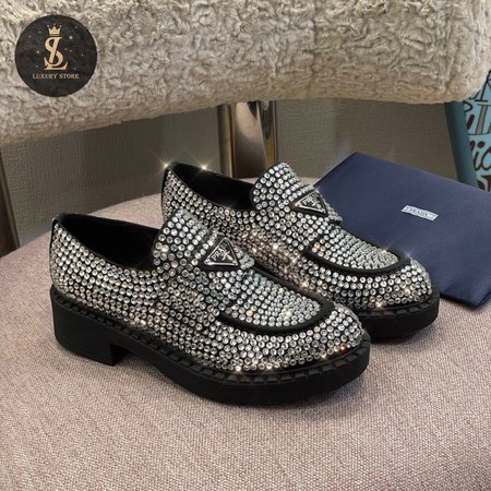 Prada Satin Loafers With Crystals 35-41